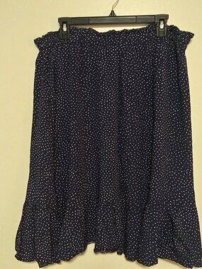 Mixit Navy Blue Polka Dot Ruffle Hem Midi Cottagecore Skirt Women's Size: XL
